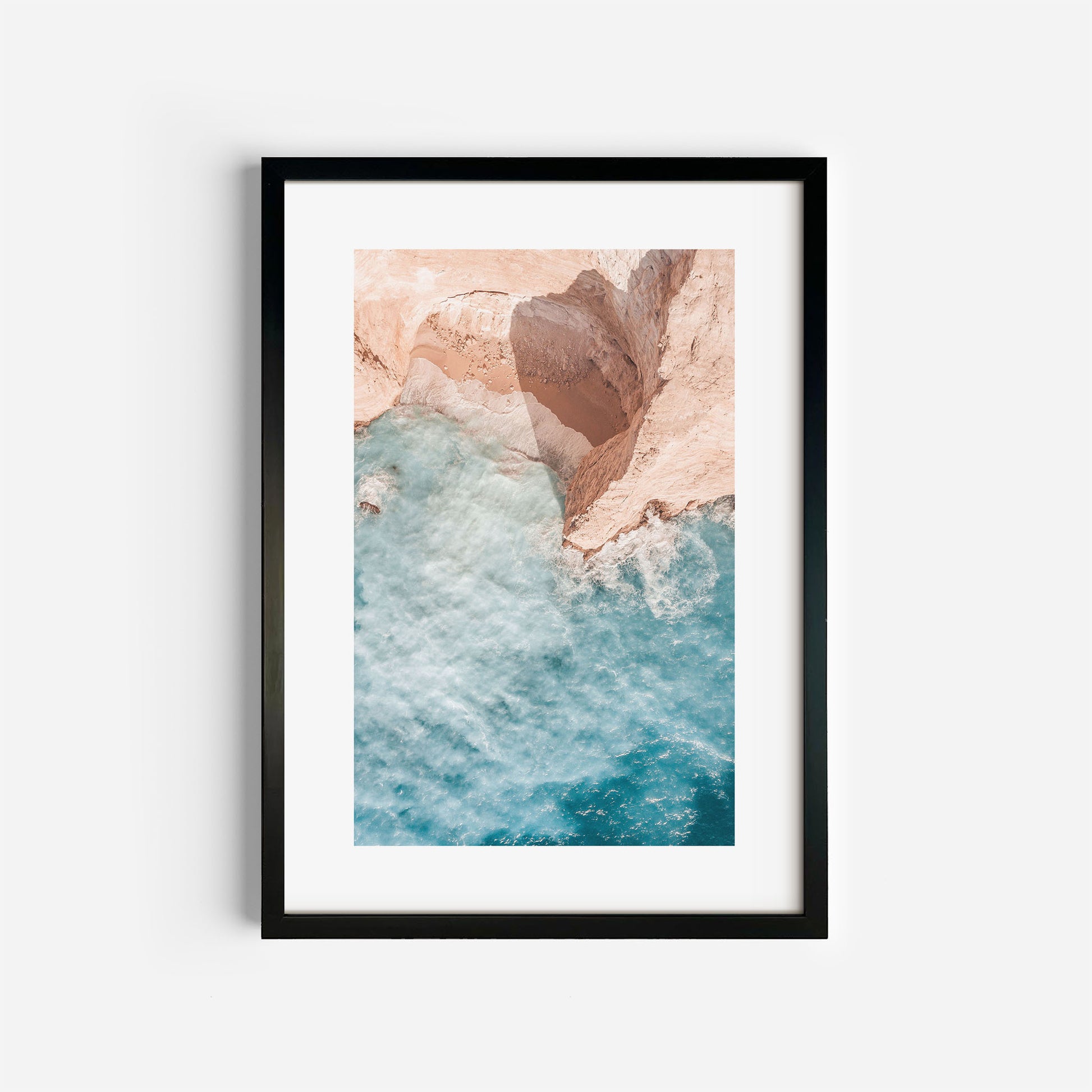 Ionian Coastal Bliss Art Print Black Frame