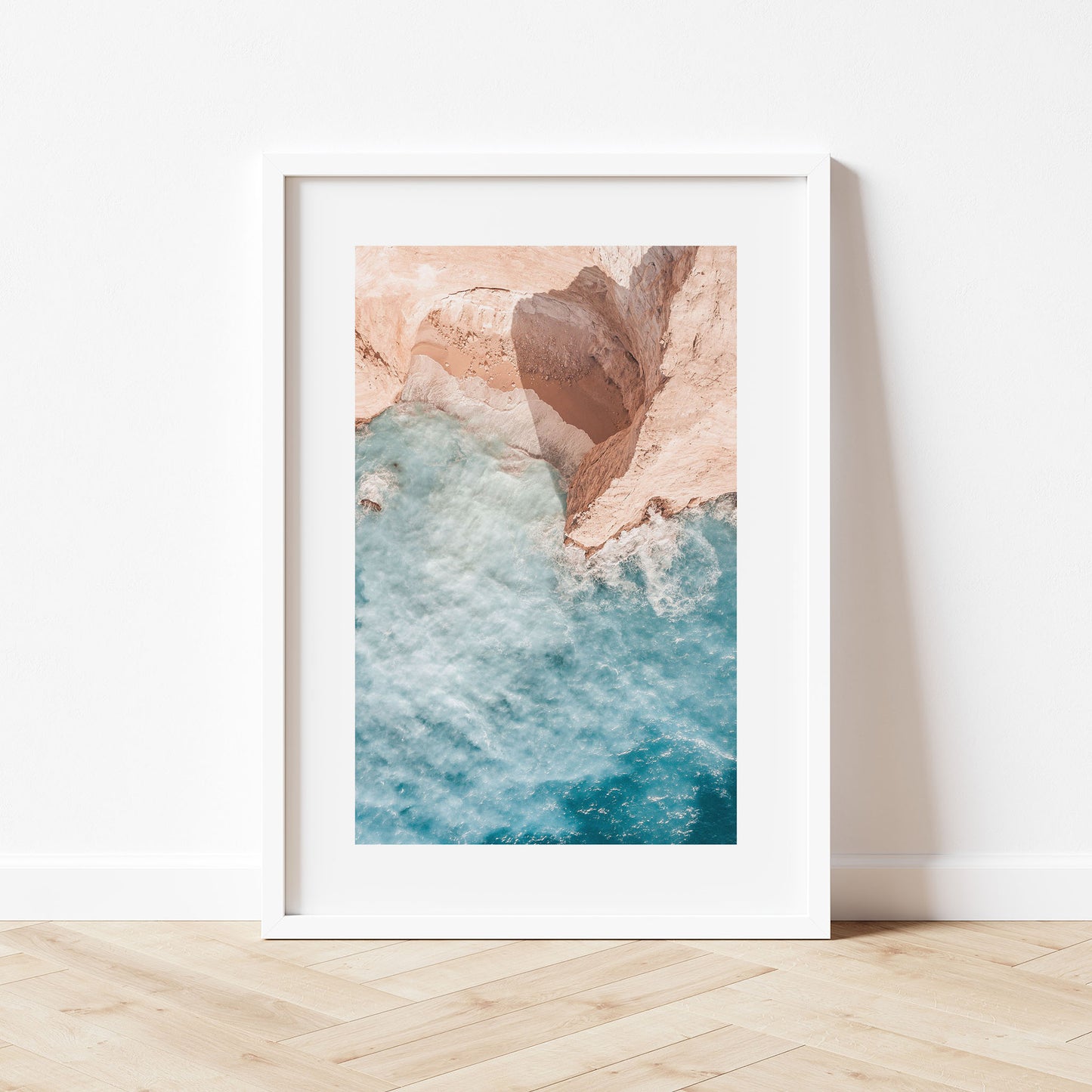 Ionian Coastal Bliss Art Print White Frame