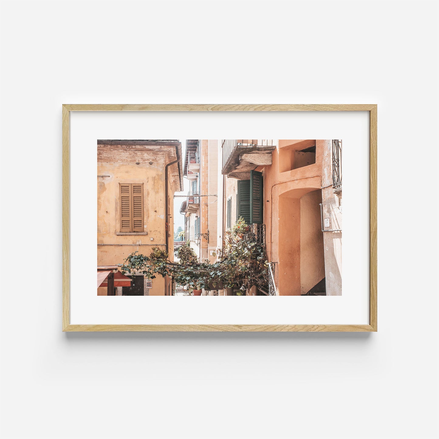 Cobblestone Streets of Orta San Guilio Art Print Wooden Frame