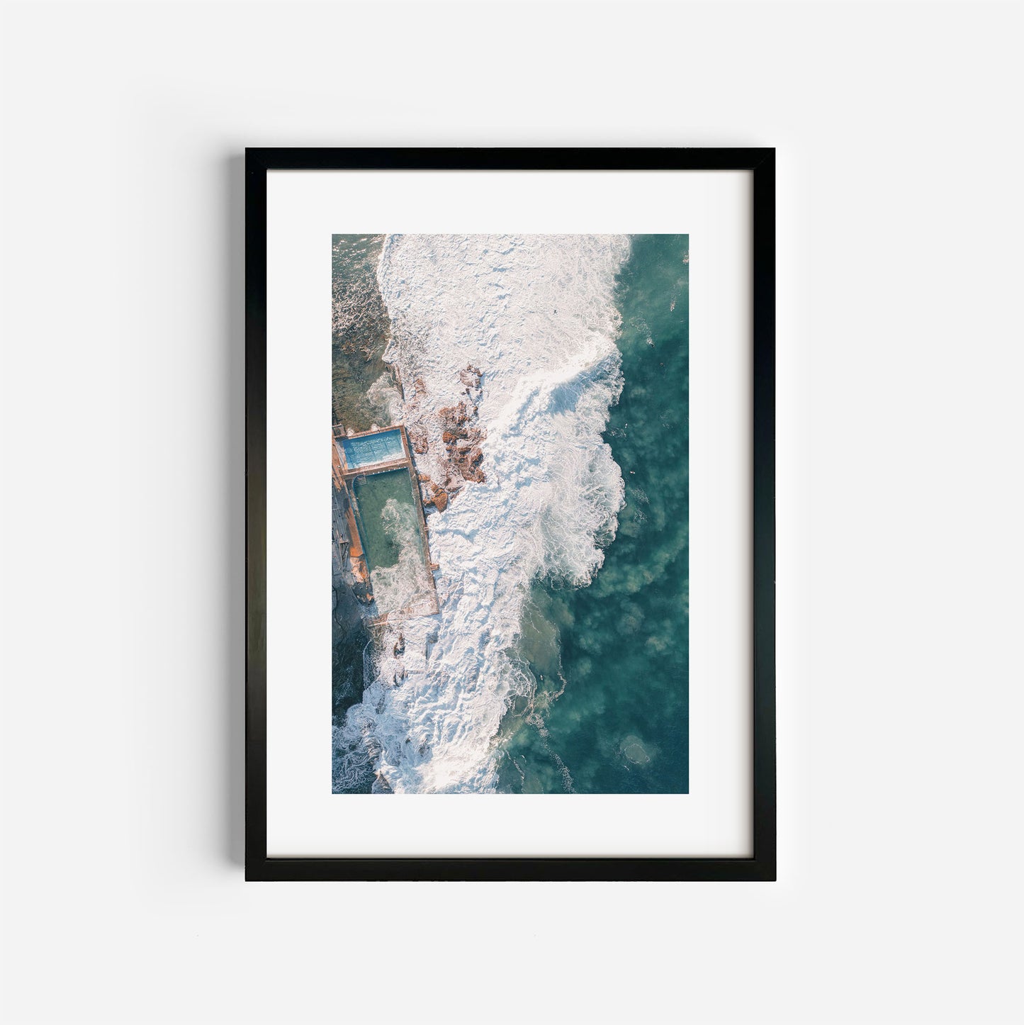 Northern Beaches Rock Pool Art Print Black Frame