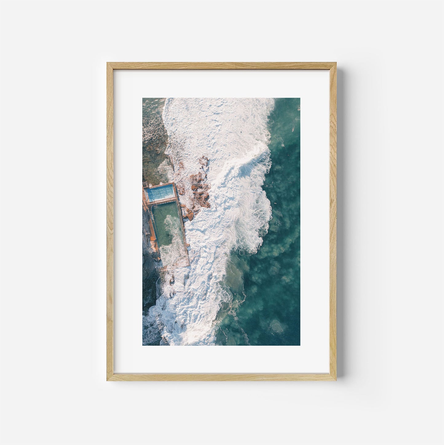 Northern Beaches Rock Pool Art Print Wooden Frame