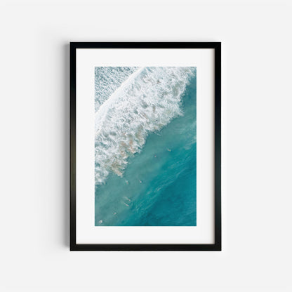 Manly Beach Surfers Art Print Black Frame Vertical