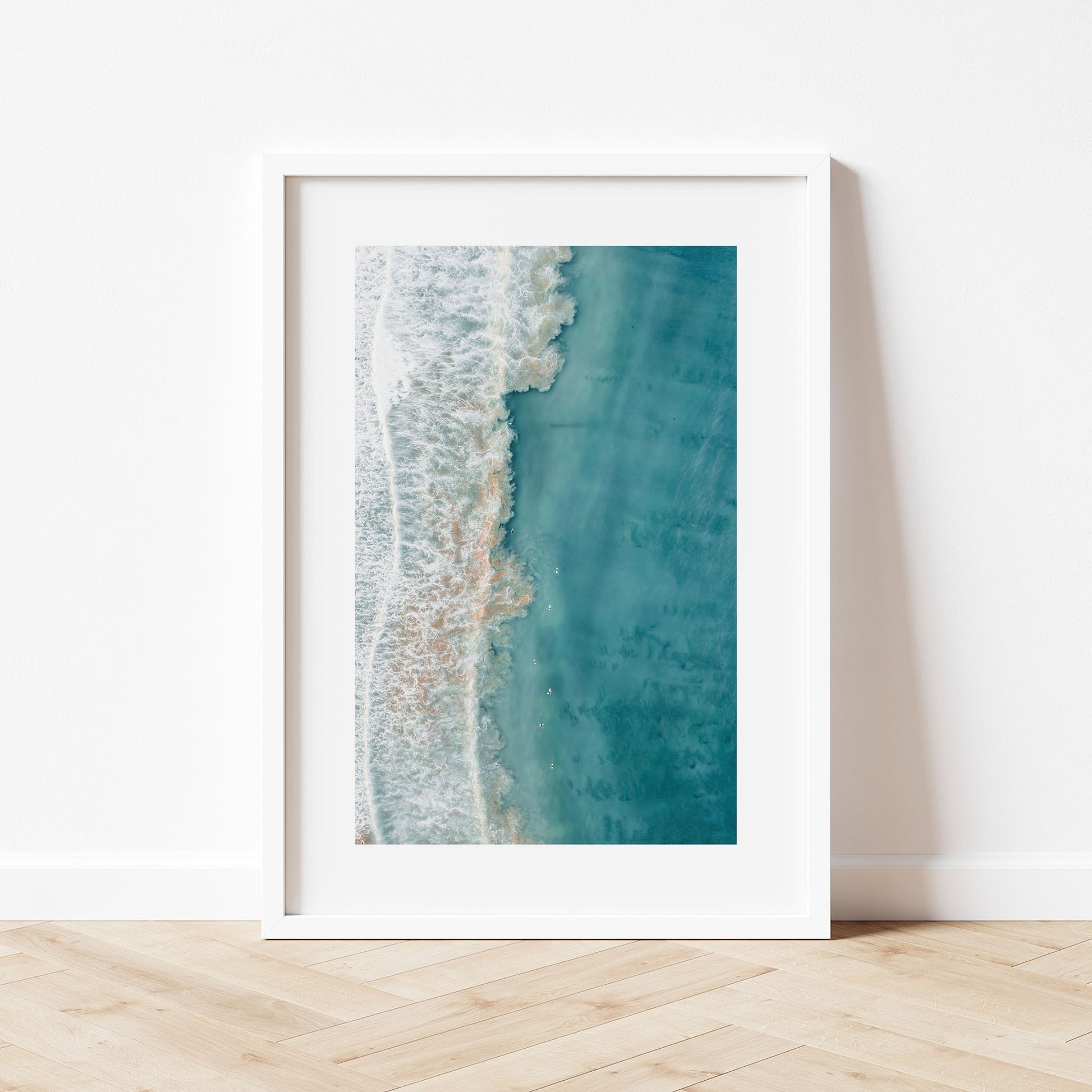 Narrabeen Deep Blue Swells Art Print White Frame Vertical