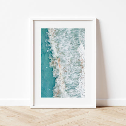 Northern Beaches Swell Art Print White Frame Vertical