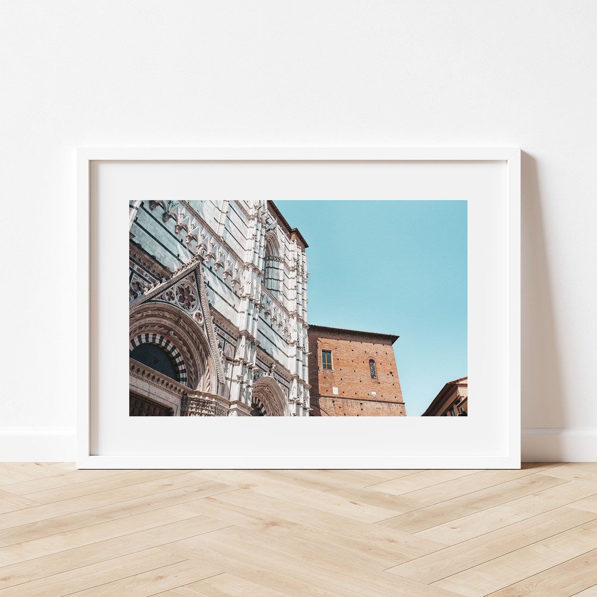 Siena - Cathedral in Summer Art Print White Frame