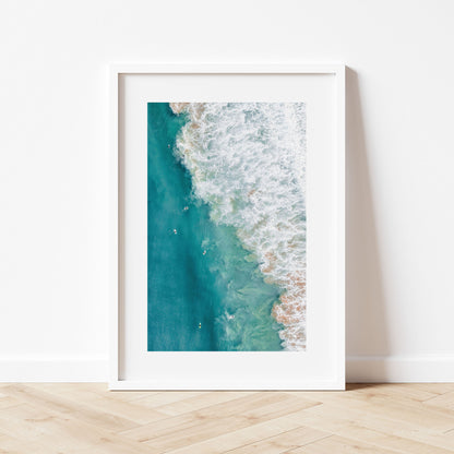 Dee Why Surf Art Print White Frame Vertical