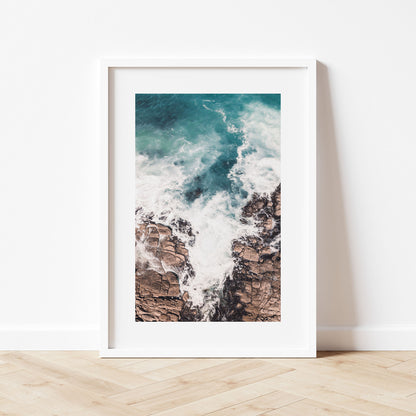 Tasmanian Coastal Charm Art Print White Frame